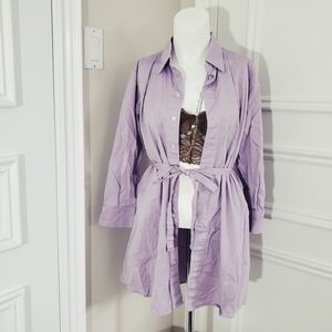 American Apparel Belted Chamblay Shirt Dress in Lilac